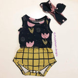 Mustard Grid, Cotton Lycra ( Per 1/2 Metre)