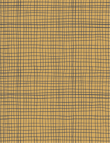 175gsm Mustard and Navy Hash (Per 1/2 metre) Cotton Lycra Lightweight