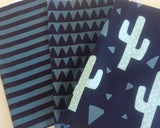 Mint Navy Teal Cactus Stripe Triangles Boys Trendy Cotton Lycra Knit Stretch Fabric