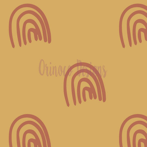Mustard and rust Rainbows (Per 1/2 metre)