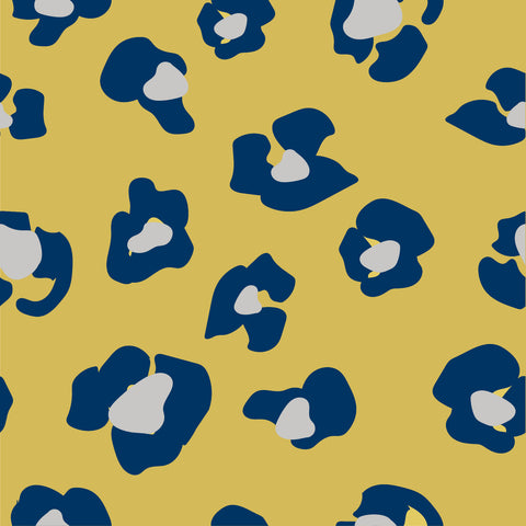 Leopard spots Mustard/Navy ( Per 1/2 Metre)