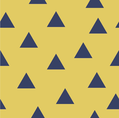 Triangle Herd Mustard Navy FRENCH TERRY ( Per 1/2 Metre)