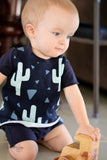 Cactus Navy and  teal and Mint  Boys outfit Knit fabric tshirt Sewing pattern Brindile and twig